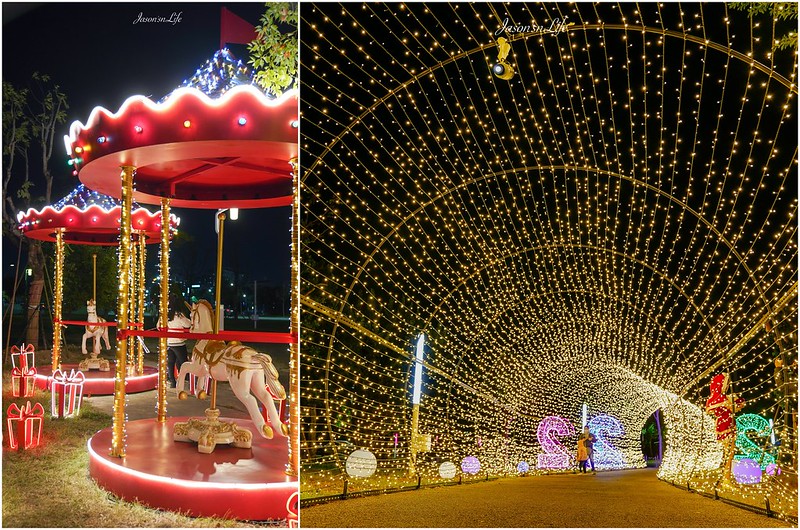 【台中西屯｜景點】2021年中央公園聖誕裝置。紅色夢幻旋轉木馬，搭配黃色燈海隧道，美拍一波 @Jason&#039;s Life